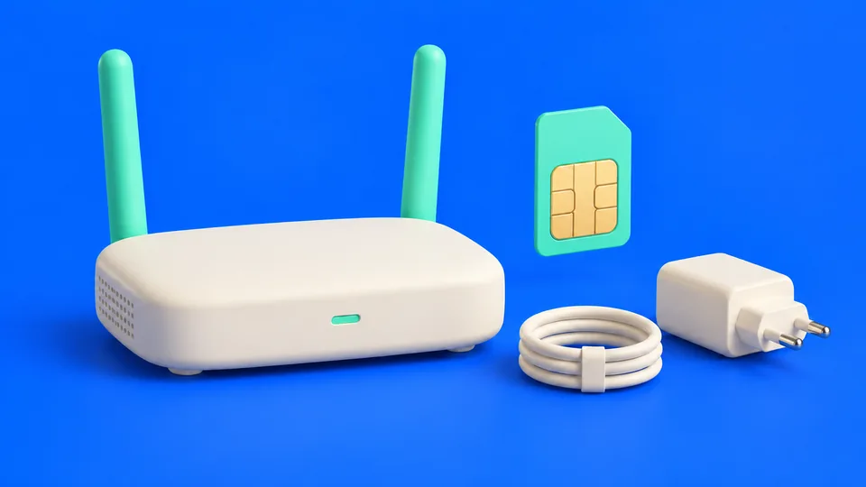 Условный роутер, SIM-карта и отдельный блок питания
